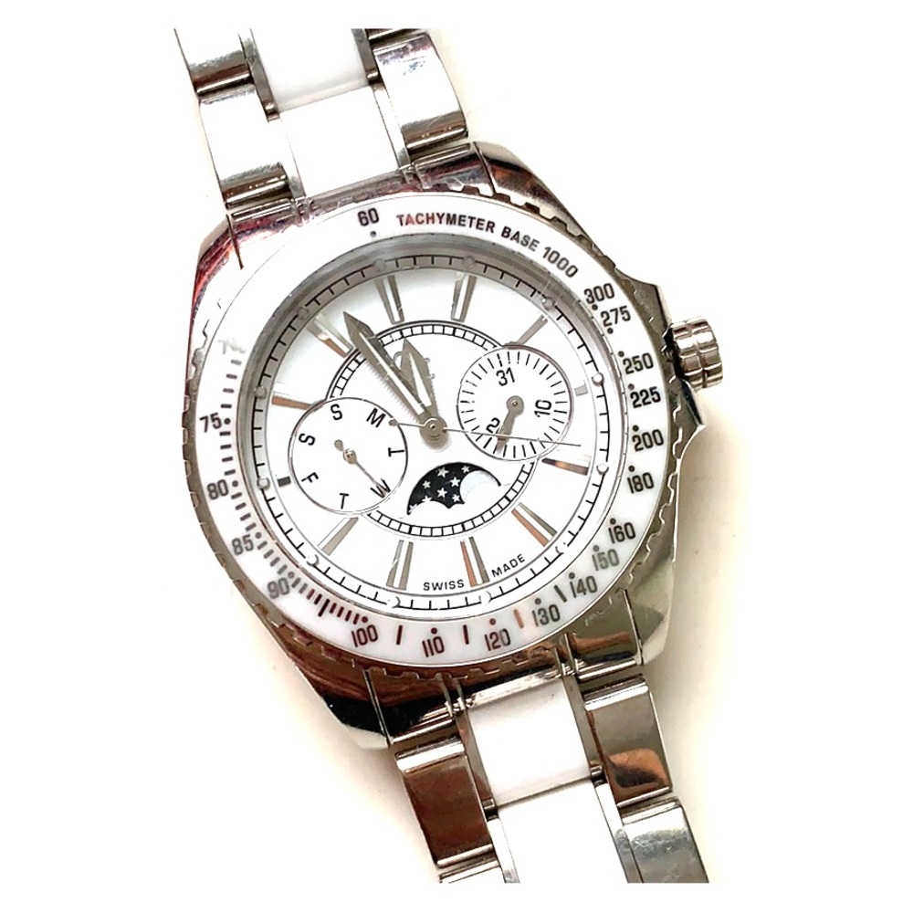 Guess silver & white watch